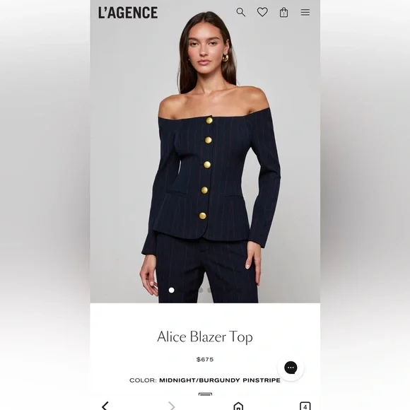 New with tags - L'AGENCE Alice Off-Shoulder Blazer - Picture 2 of 11